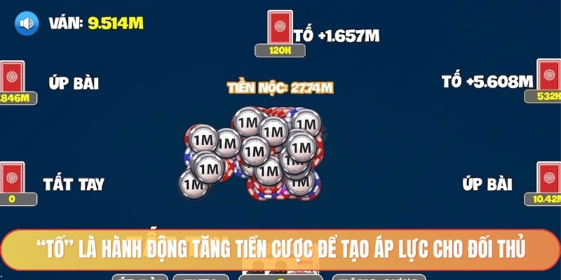 “Tố” là hành động tăng tiền cược để tạo áp lực cho đối thủ